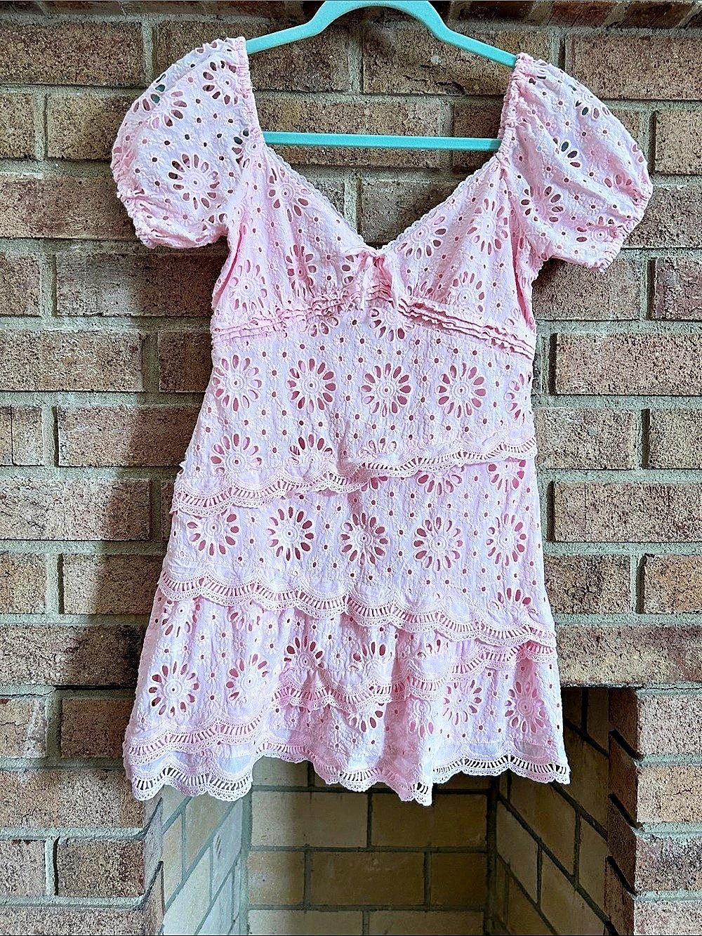 ALTA'R STATE Pink Eyelet Mini Dress